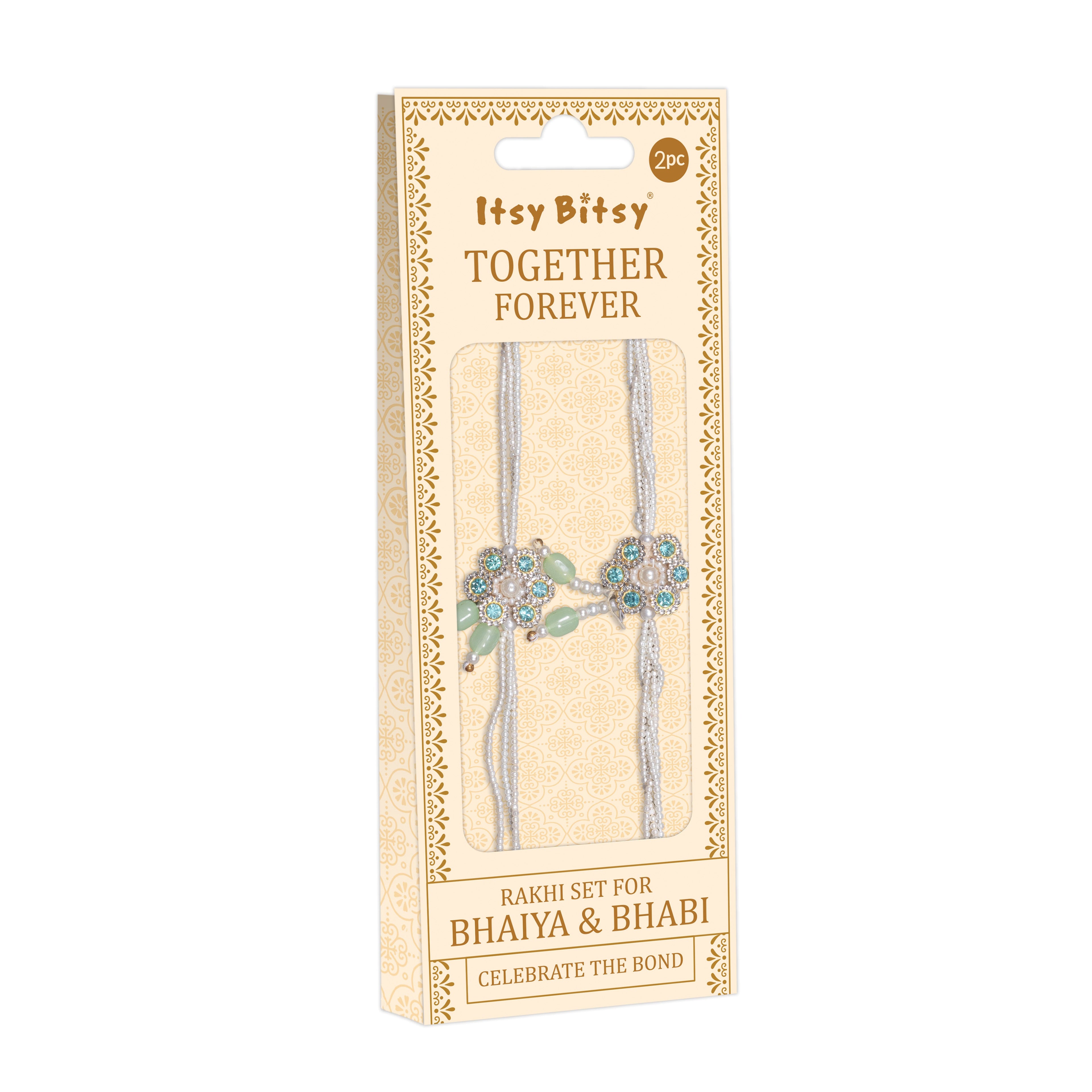 Handmade Rakhi - Floral Gem Bhaiya Bhabhi Pack of 2