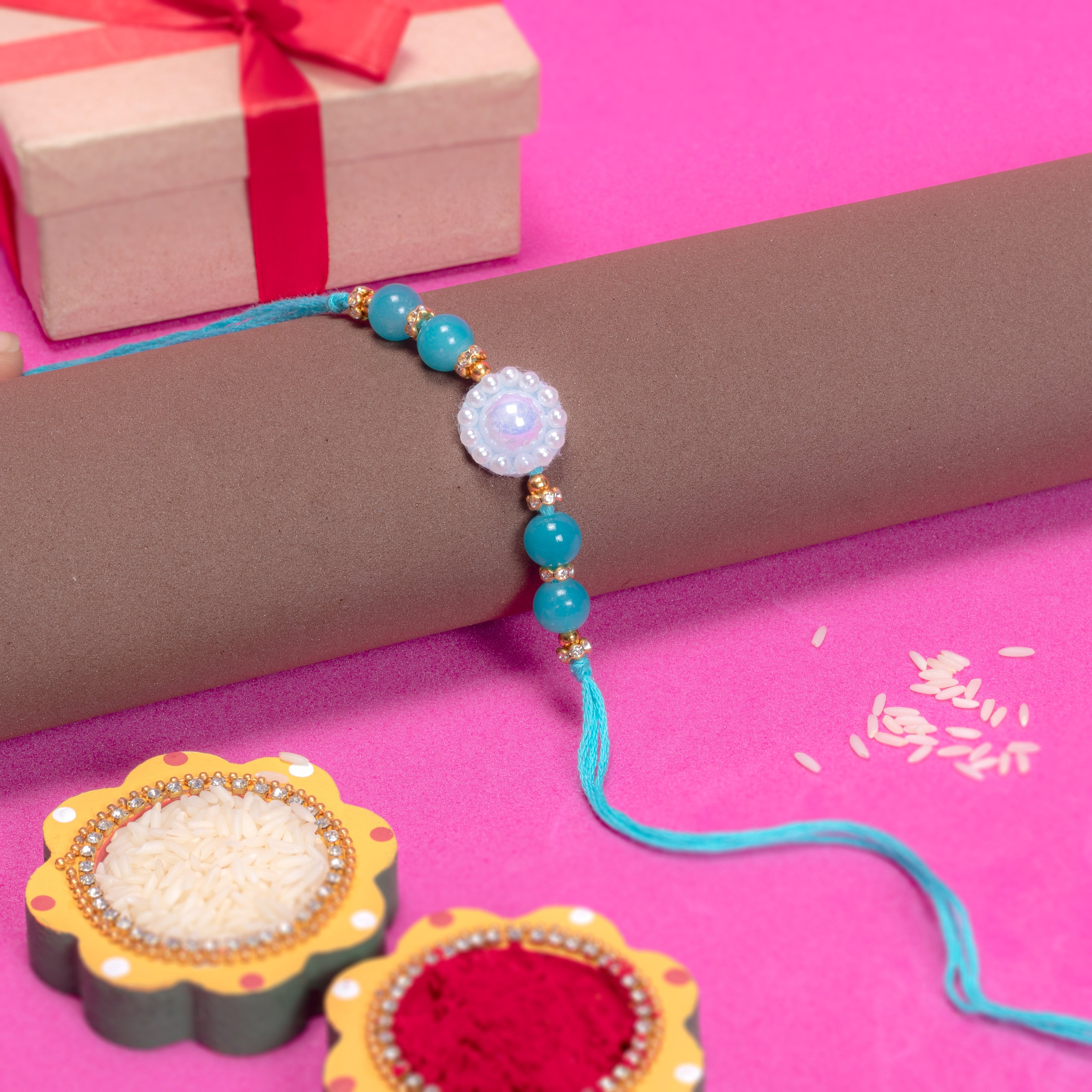 Handmade Rakhi - Pearly Glow 
1pc