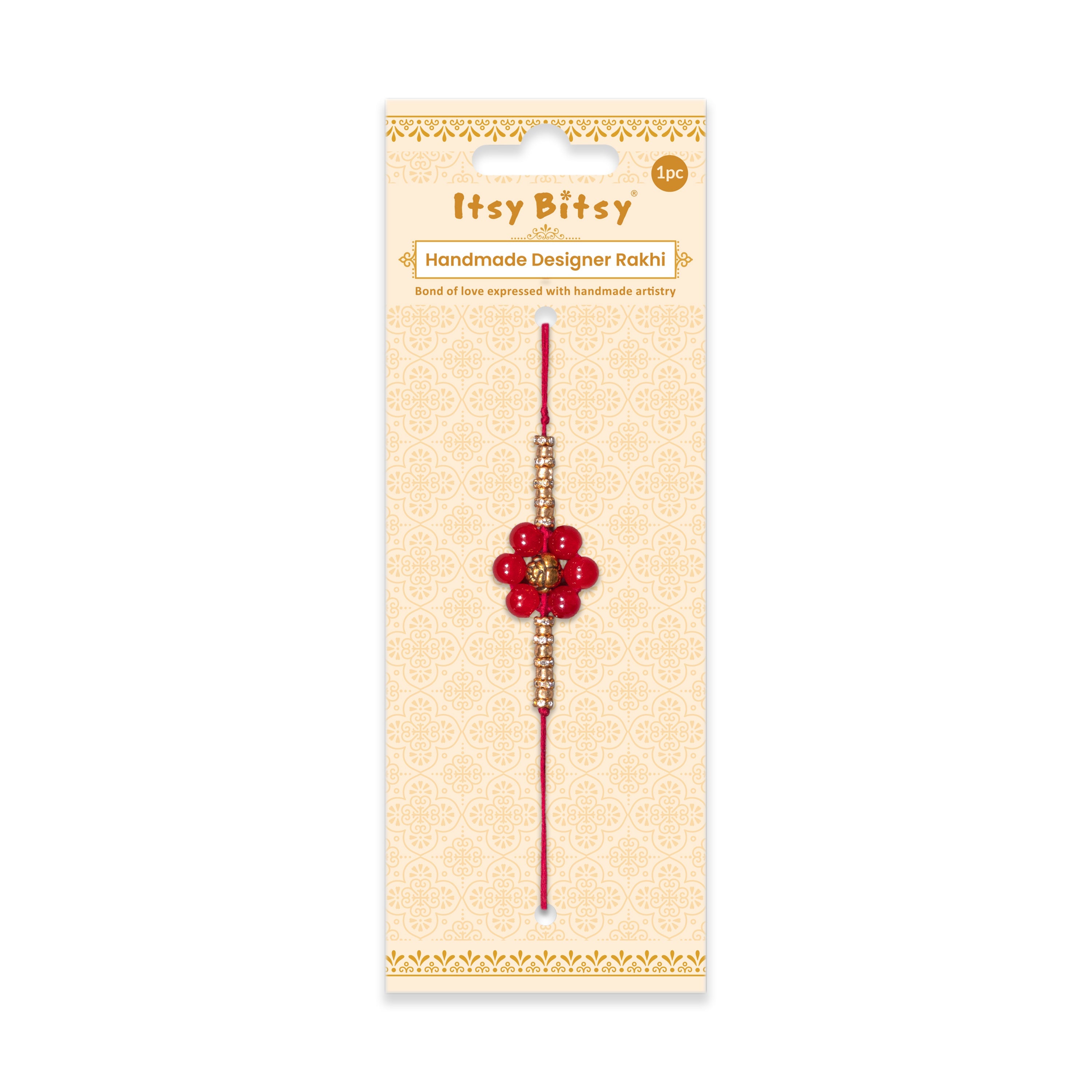 Handmade Rakhi - Golden Cherry 1pc