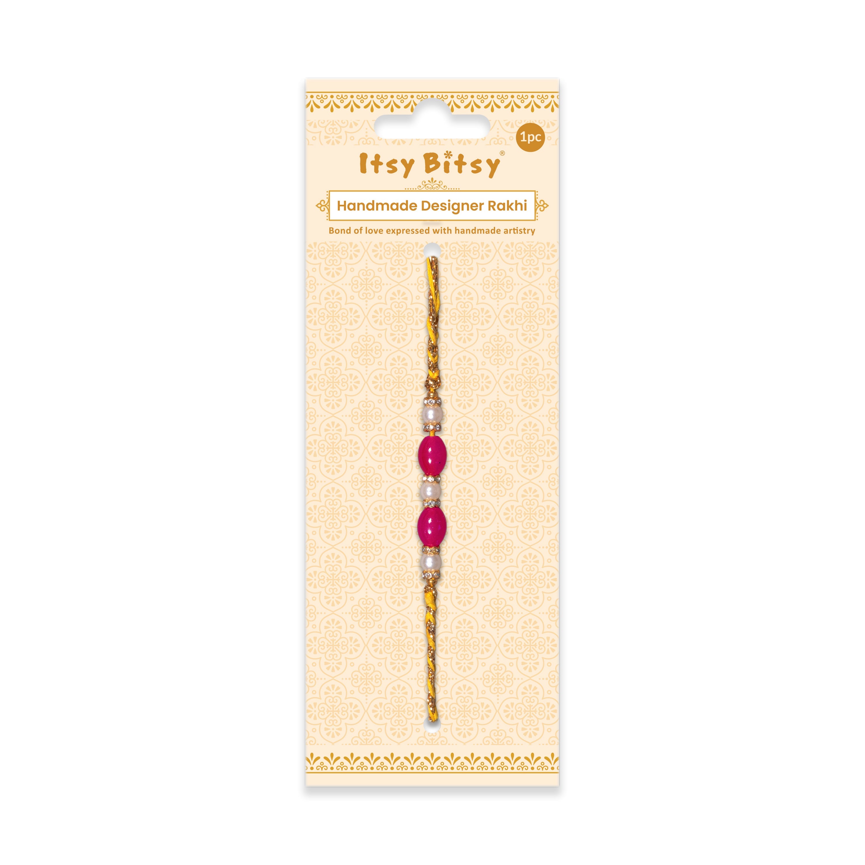Handmade Rakhi - Ruby Pearl 1pc
