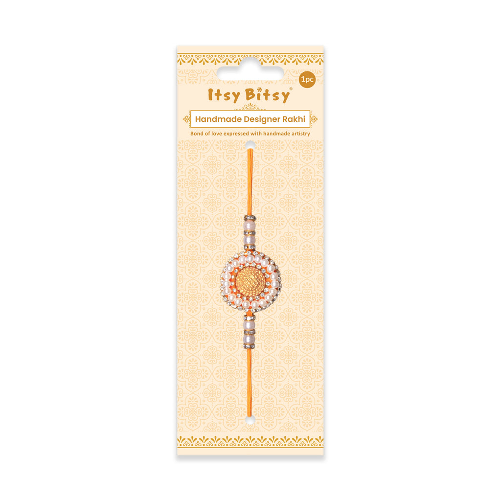 Handmade Rakhi - Pearly Daisy Orange 1 pc