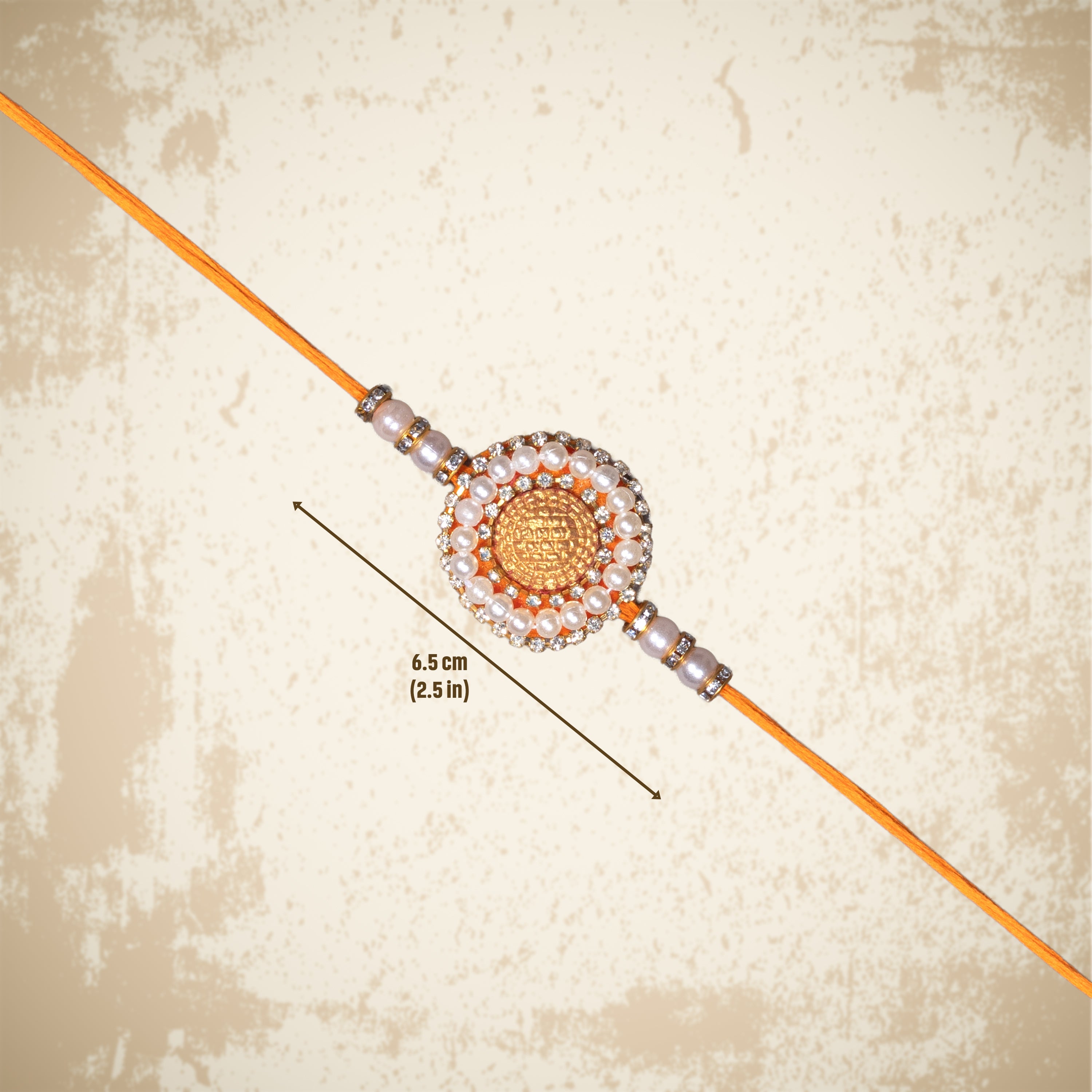 Handmade Rakhi - Pearly Daisy Orange 1 pc