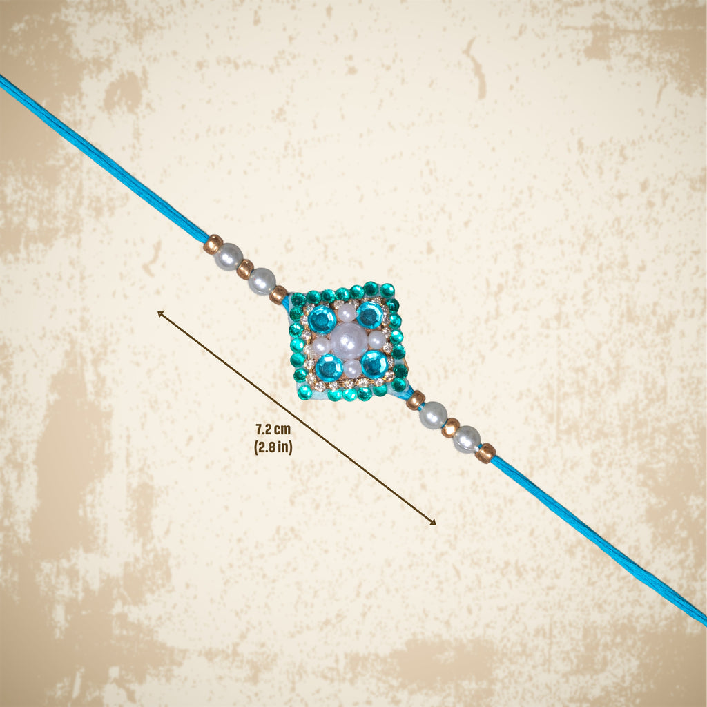 Handmade Rakhi - Jewel Splendour Turquoise 1 pc
