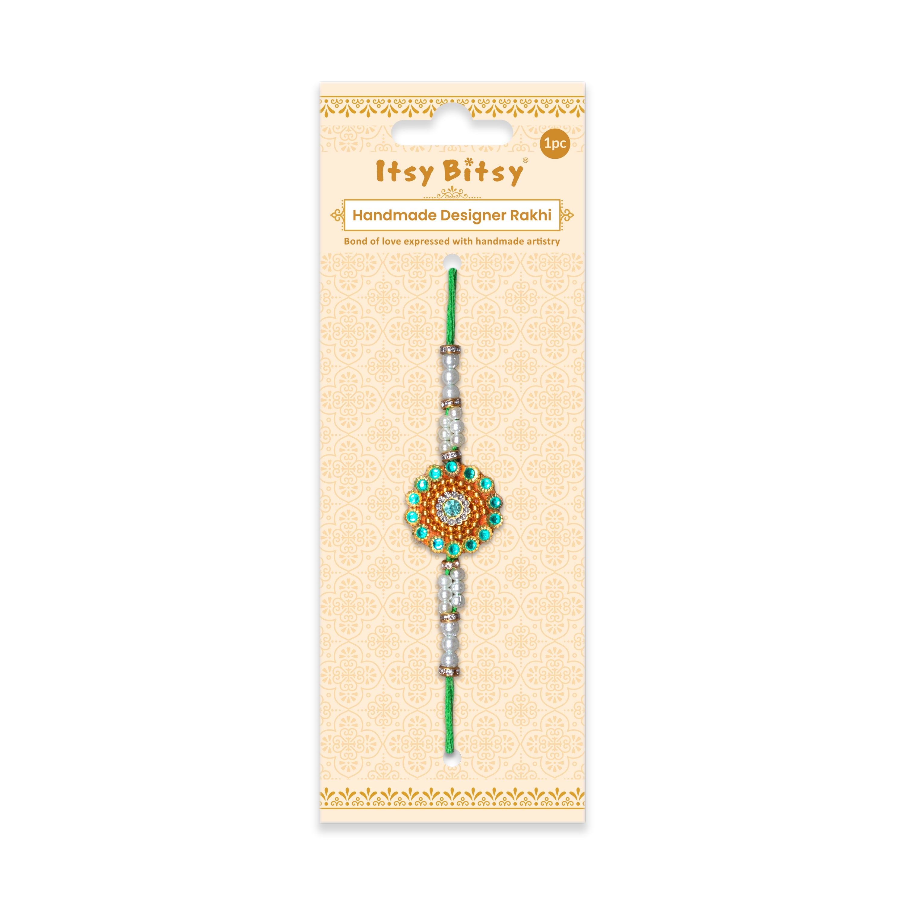 Handmade Rakhi - Jewel Glamour Green 1 pc