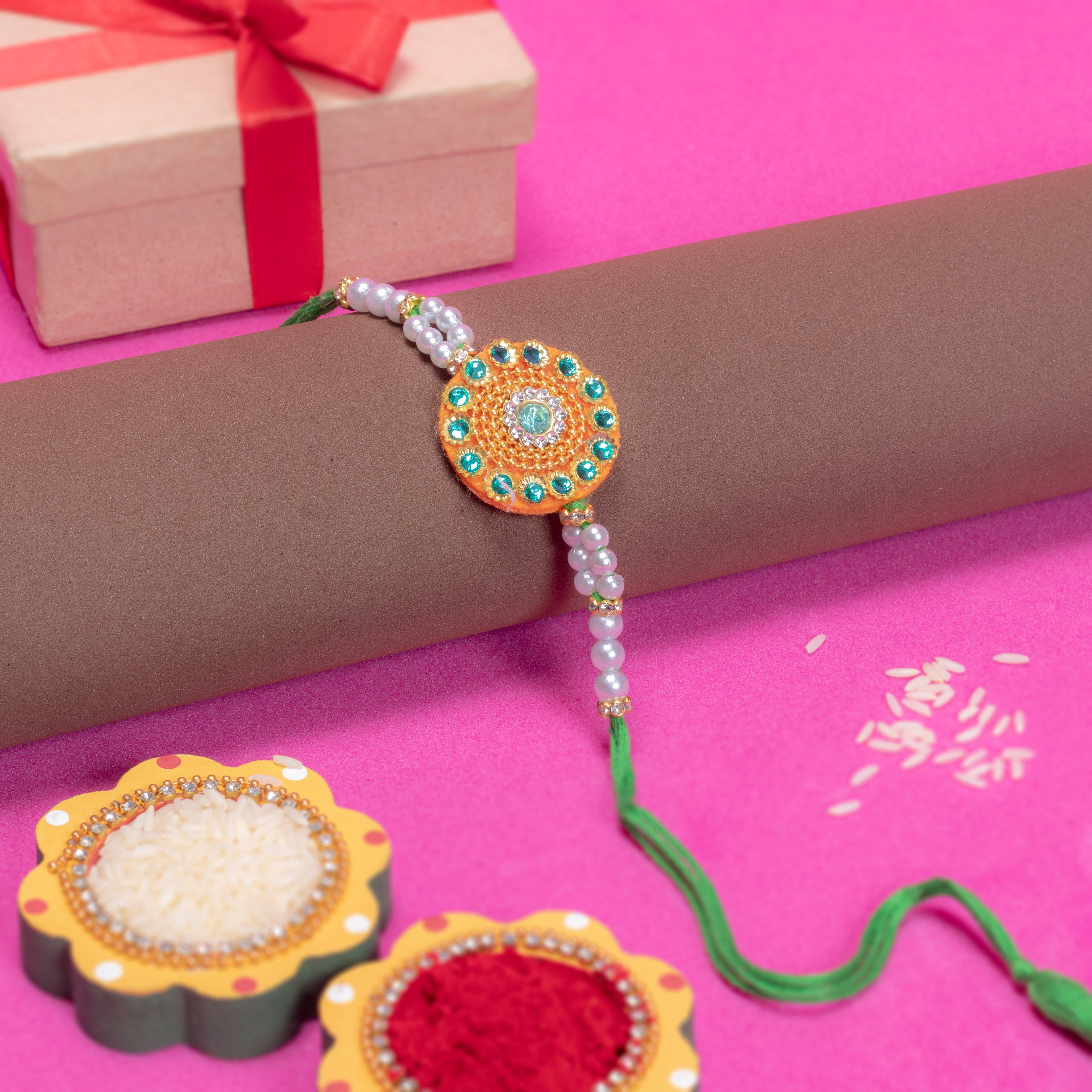 Handmade Rakhi - Jewel Glamour Green 1 pc