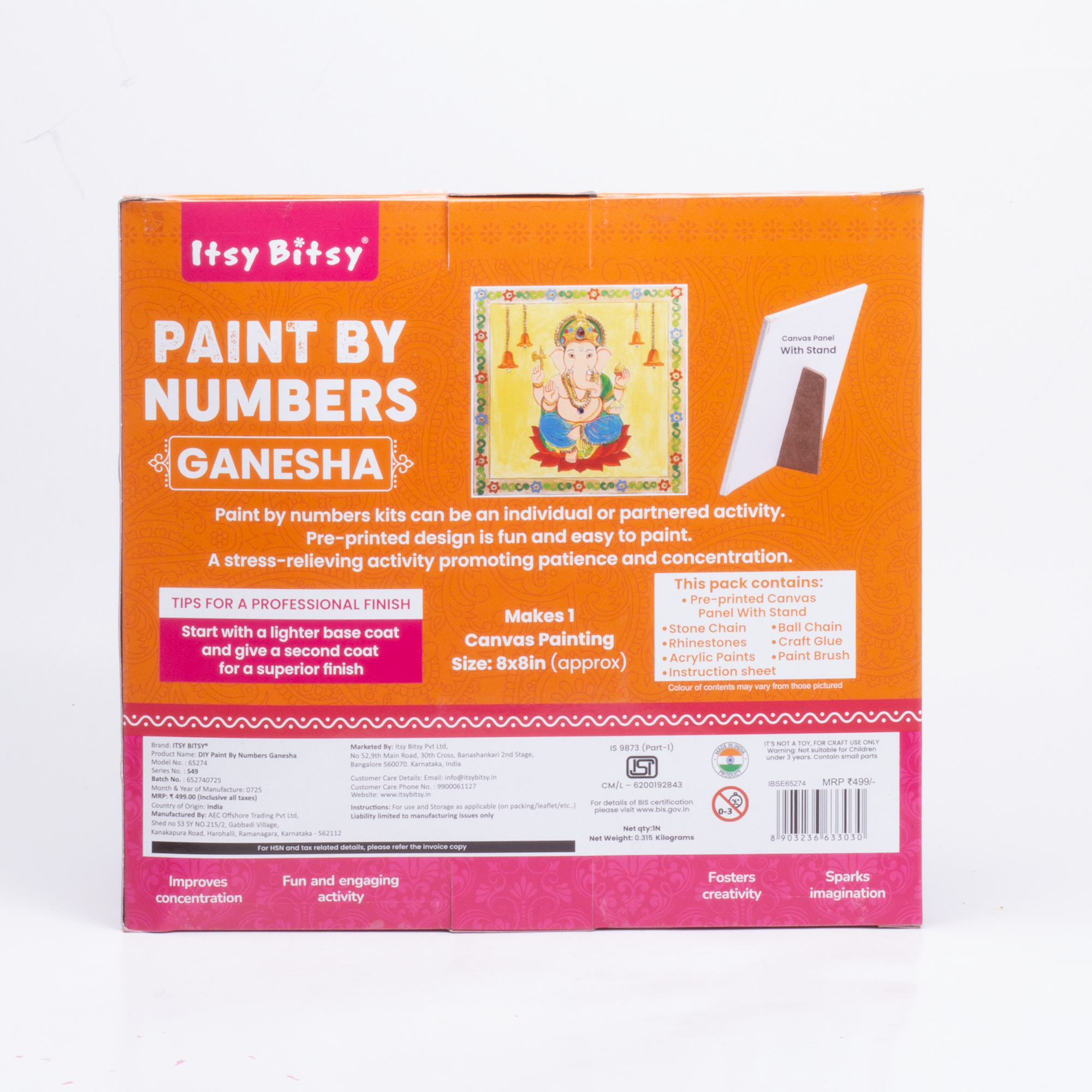DIY Paint By Numbers Ganesha 8 X 8inch BOX