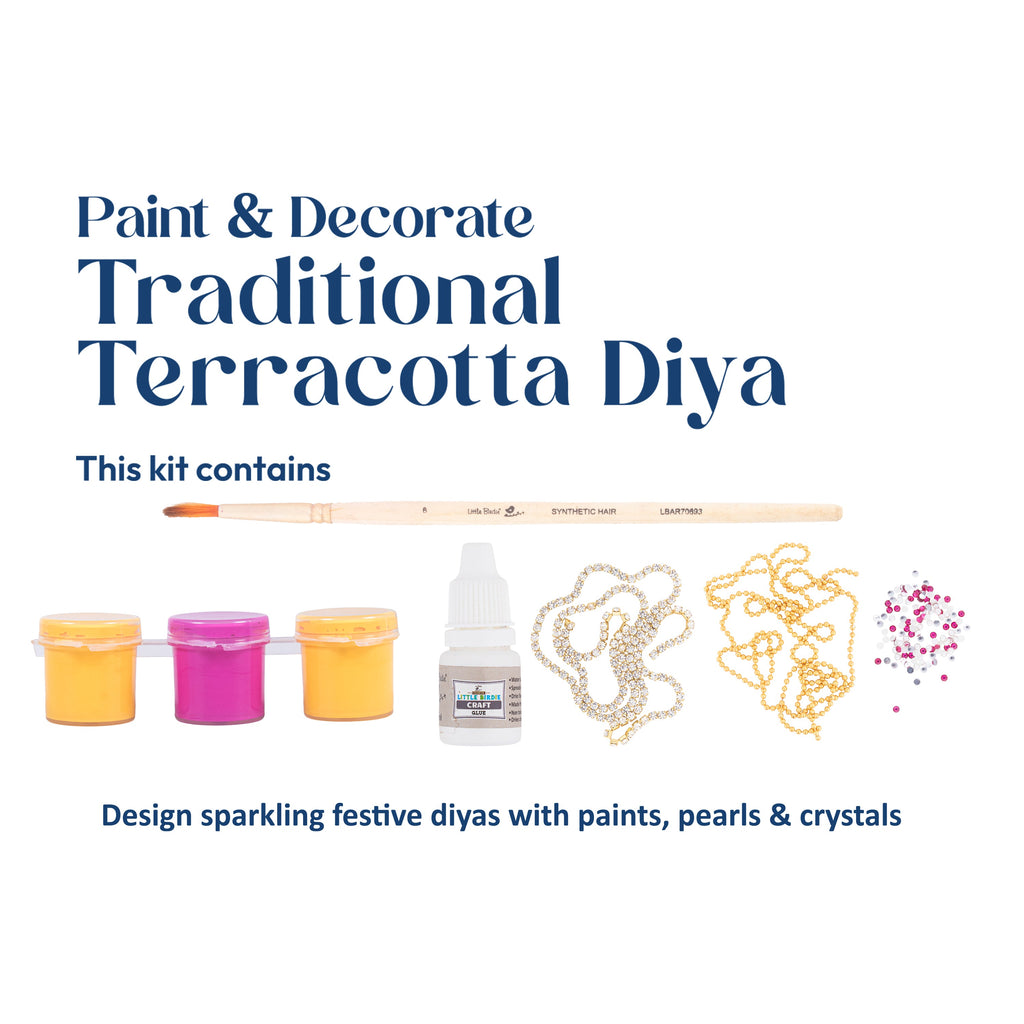 DIY Paint & Decorate Traditional Terracotta Diya 1Kit
