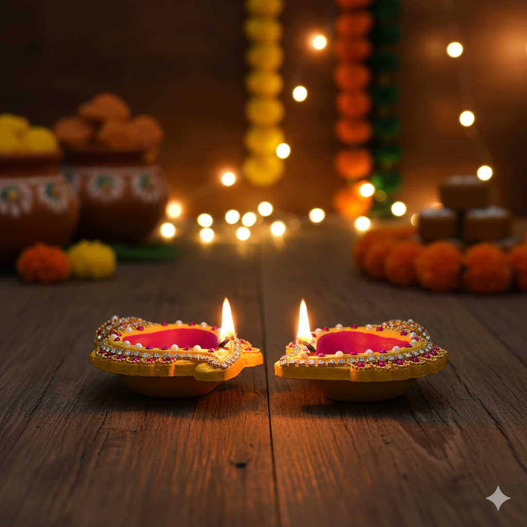 DIY Paint & Decorate Traditional Terracotta Diya 1Kit