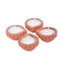 Ready-to-use Terracotta Diya Scalloped Border Set of 4pc (Wax Filled)