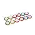 Ready-to-use Glitter Terracotta Diya Assorted colours Set of 12pc (Wax Filled)