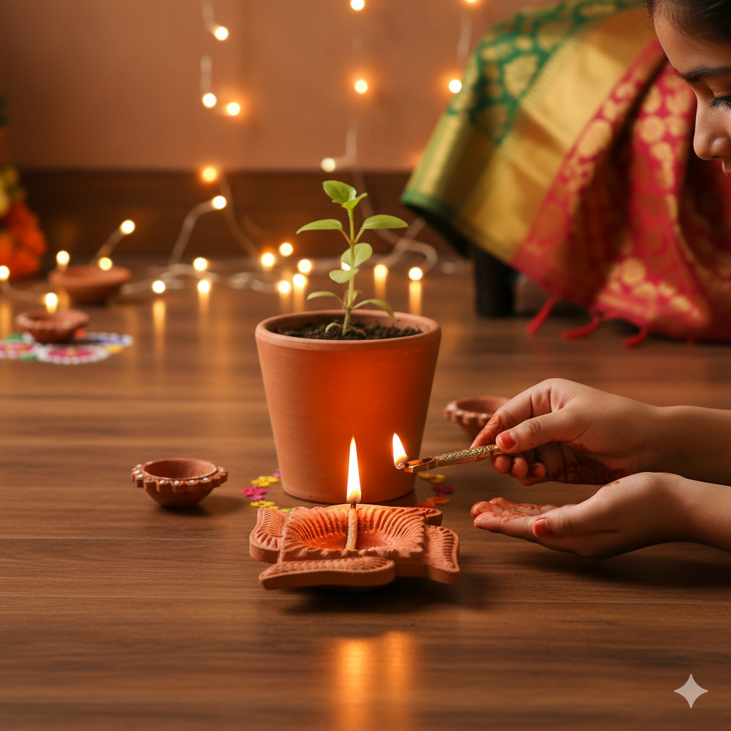 Handmade Terracotta Diya Swastika 1pc