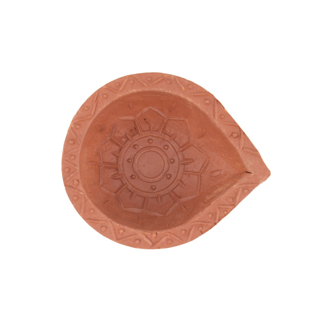 Handmade Terracotta Diya Medium Border 1pc