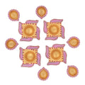 Decorated Terracotta Diya Assorted Shapes Pastel Pink 10pc