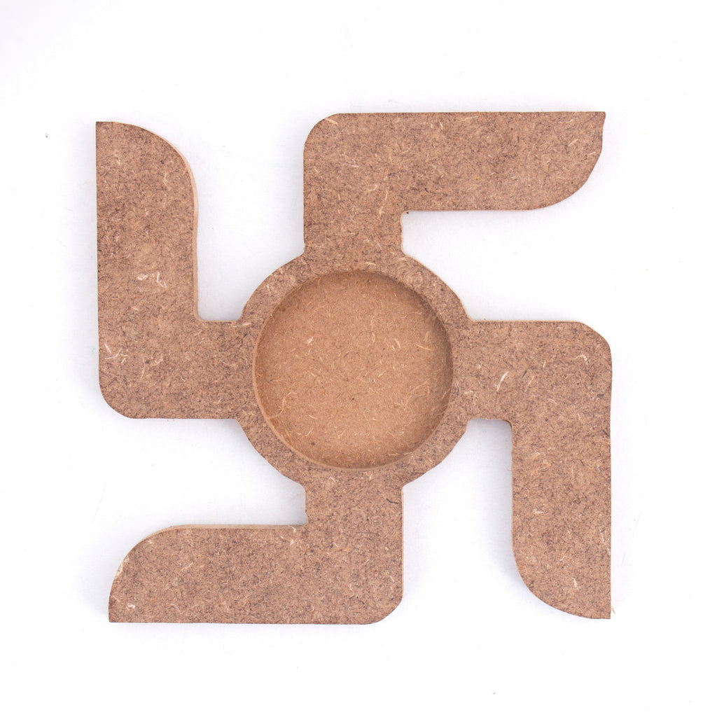MDF Decorable Tea Light Candle Holder Swastika 4 X 4inch 5.5mm (without candle)