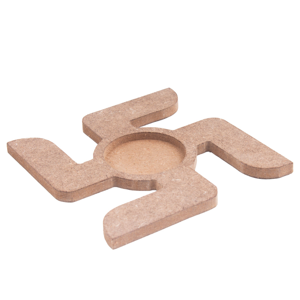 MDF Decorable Tea Light Candle Holder Swastika 4 X 4inch 5.5mm (without candle)