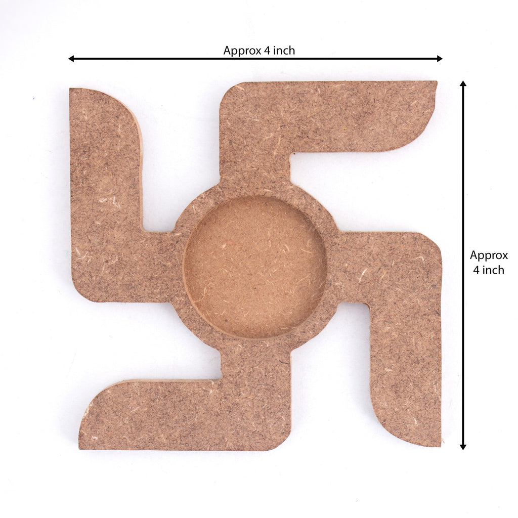 MDF Decorable Tea Light Candle Holder Swastika 4 X 4inch 5.5mm (without candle)