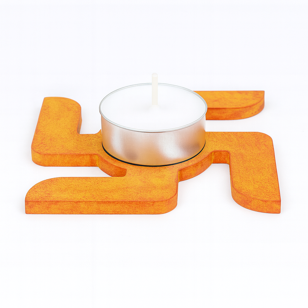 MDF Decorable Tea Light Candle Holder Swastika 4 X 4inch 5.5mm (without candle)
