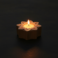 Wooden Printing Block & Tea Light Holder Ethnic Blossom 3inch 1pc
