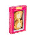 Decorated Terracotta Diya With Wax Shell Gold 2pc Box (Wax Filled)