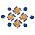 Decorated Terracotta Diya Assorted Shapes Blue 10pc