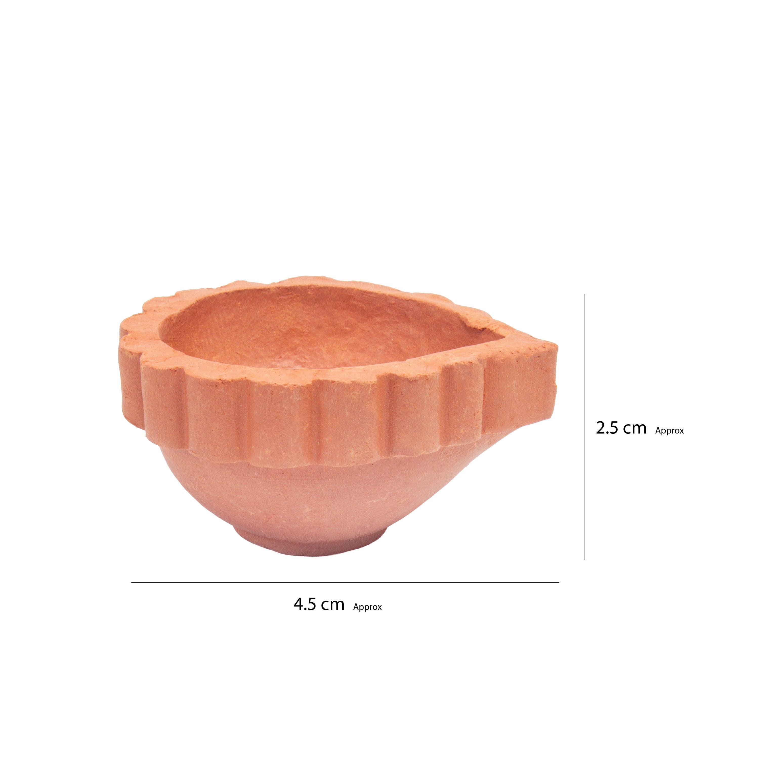 Handmade Terracotta Diya Mini Scalloped Border 1pc