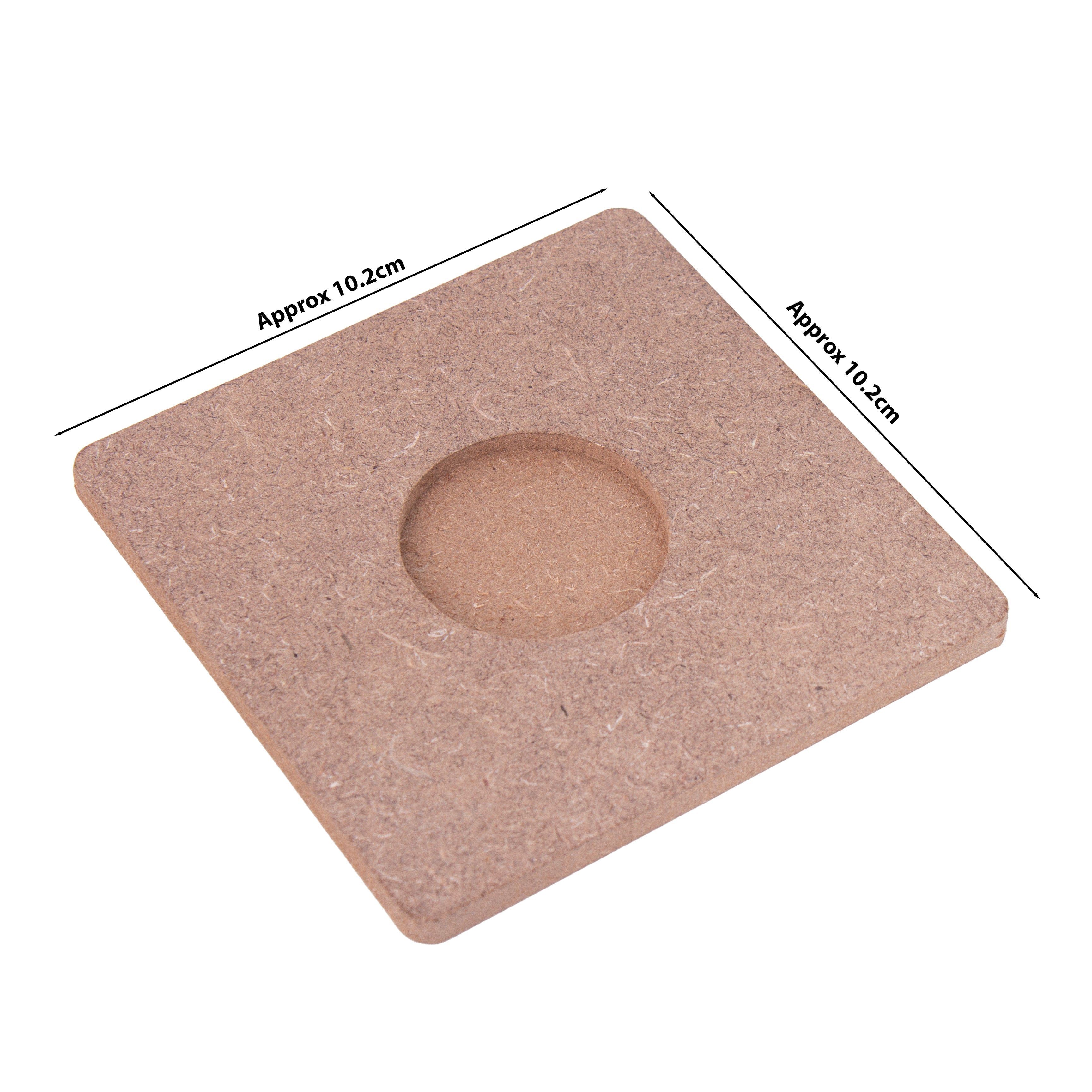 MDF Decorable Tea Light Holder Square 4 X 4inch 5.5mm Thick 1pc (without candle)