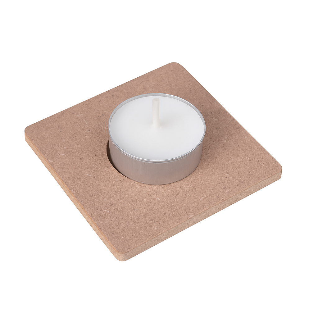 MDF Decorable Tea Light Holder Square 4 X 4inch 5.5mm Thick 1pc (without candle)