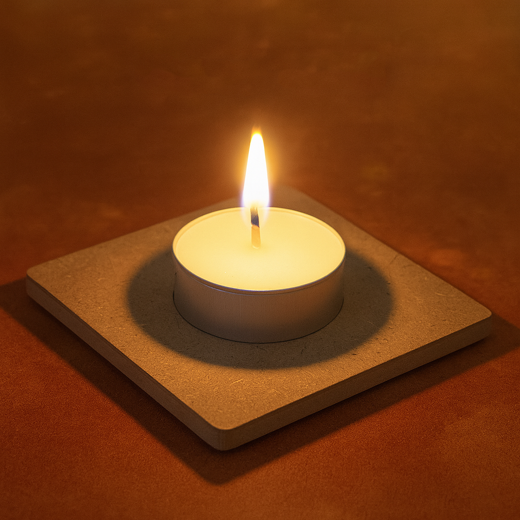 MDF Decorable Tea Light Holder Square 4 X 4inch 5.5mm Thick 1pc (without candle)