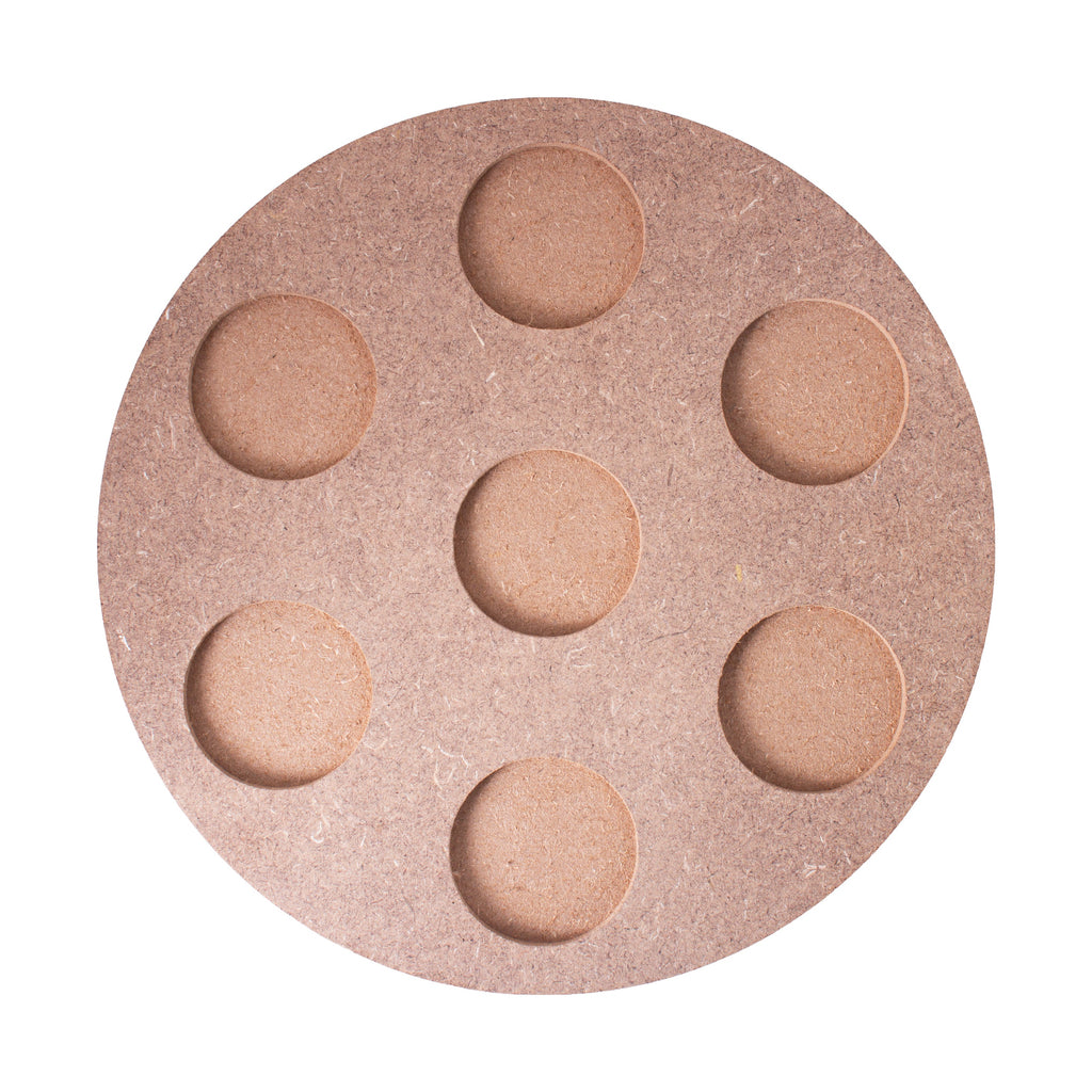 MDF Decorable Tea Light Holder With 7 Cavities Round 7.4inch Dia 5.5mm Thick 1pc (without candle)