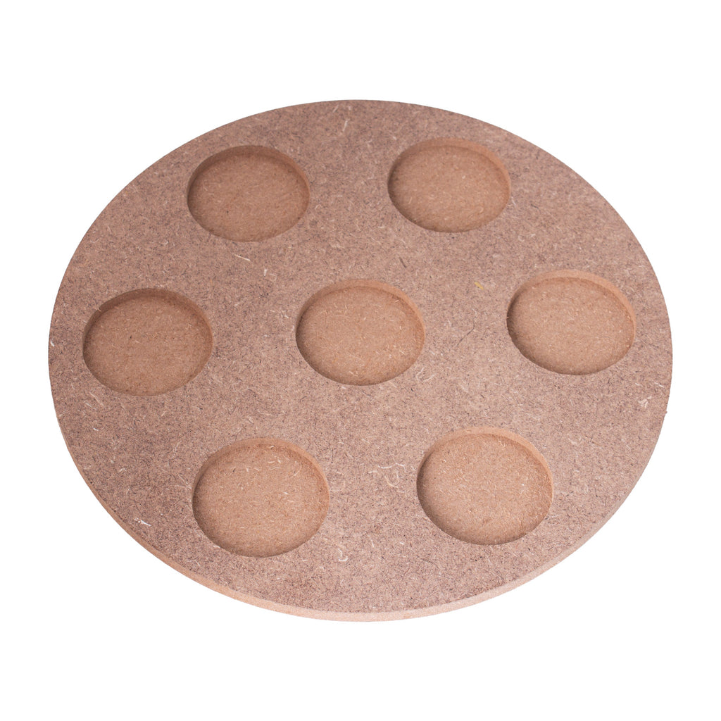 MDF Decorable Tea Light Holder With 7 Cavities Round 7.4inch Dia 5.5mm Thick 1pc (without candle)