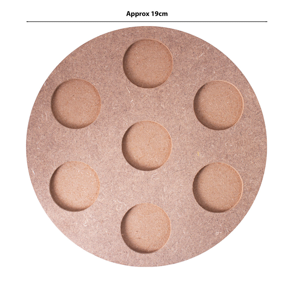MDF Decorable Tea Light Holder With 7 Cavities Round 7.4inch Dia 5.5mm Thick 1pc (without candle)