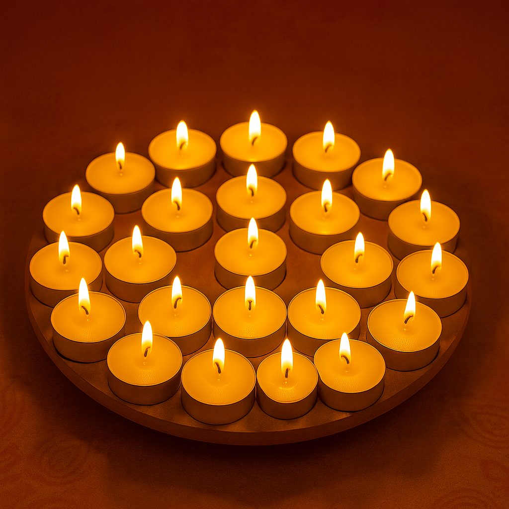 MDF Decorable Tea Light Holder With 18 Cavities Round 12.5inch Dia 5.5mm Thick 1pc (without candle)