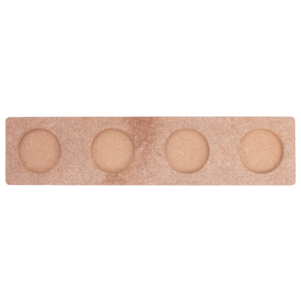 MDF Tea Light / Diya Holder 4 cavities Rectangular 10 X 2.3inch 5.5mm Thick 1pc