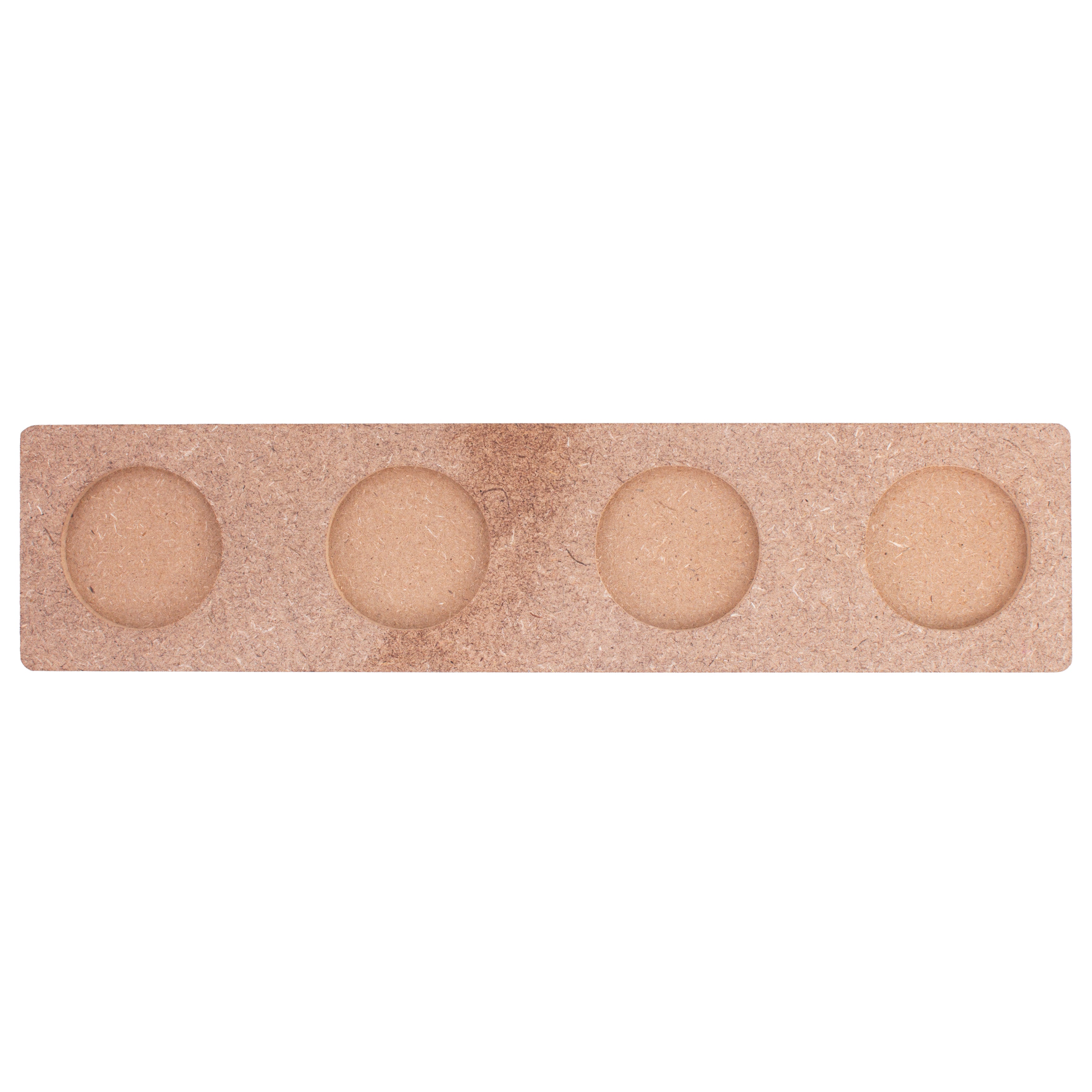MDF Tea Light / Diya Holder 4 cavities Rectangular 10 X 2.3inch 5.5mm Thick 1pc