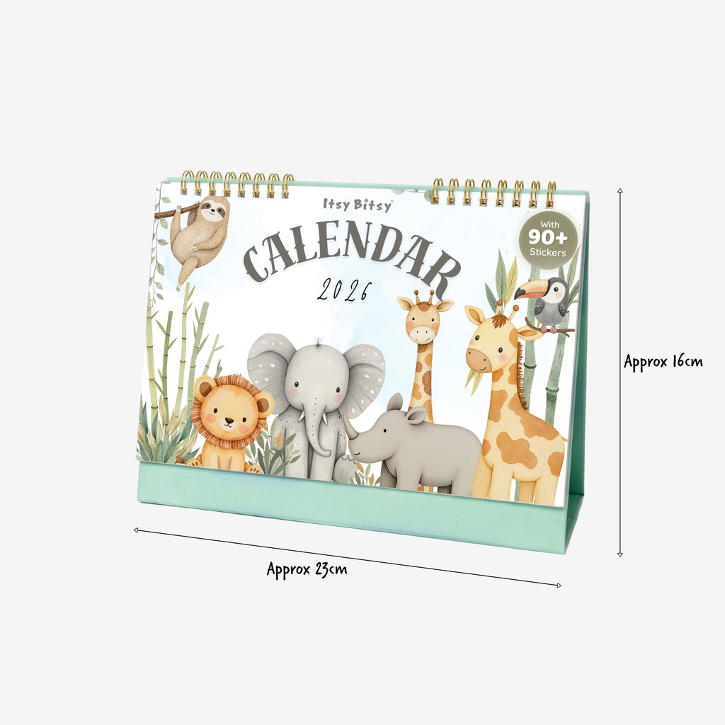 Desk Calendar 2026 Animal Kingdom with 90 Animal Emoji Stickers 9 X 6inch 13 Sheets