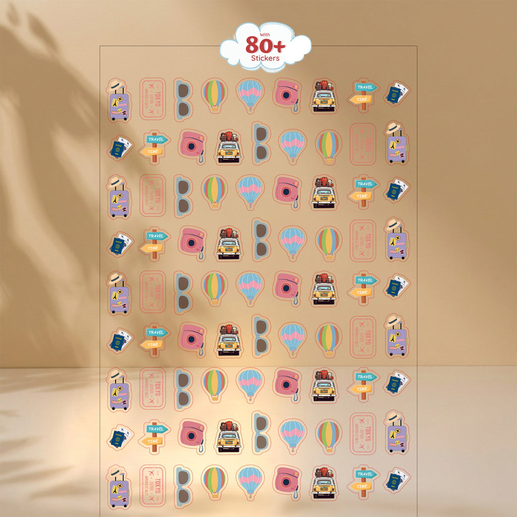 Desk Calendar 2026 Travel Adventure with 80 Travel Emoji Stickers 6 X 9inch 13 Sheets