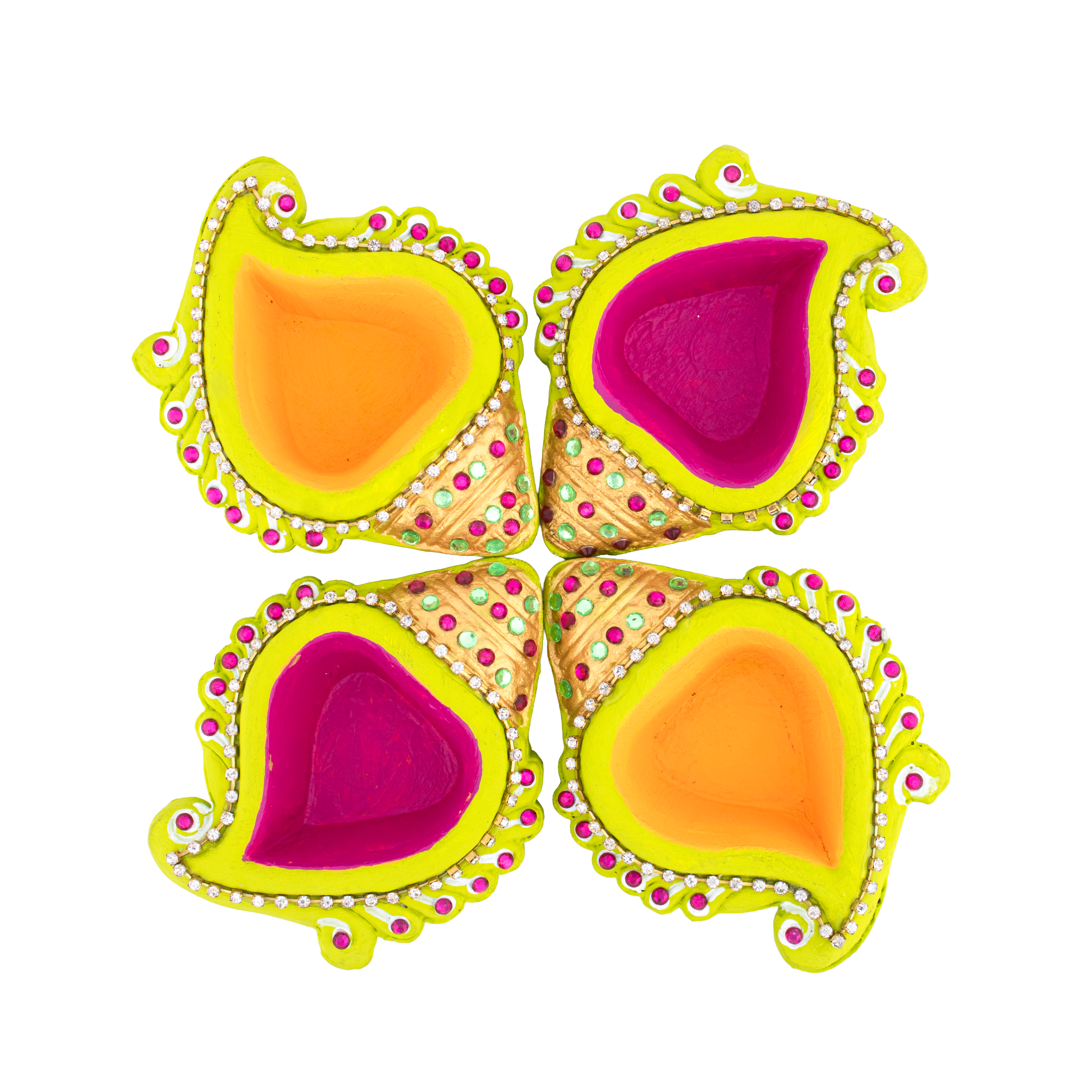 Heritage of India Pack of 3 Playing Cards & 4 Decorative Diyas 1 Set Box