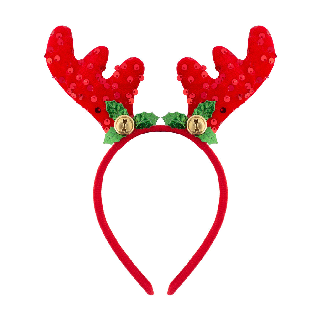 Christmas Reindeer Sequin Holly Berry Hair band Red 1pc