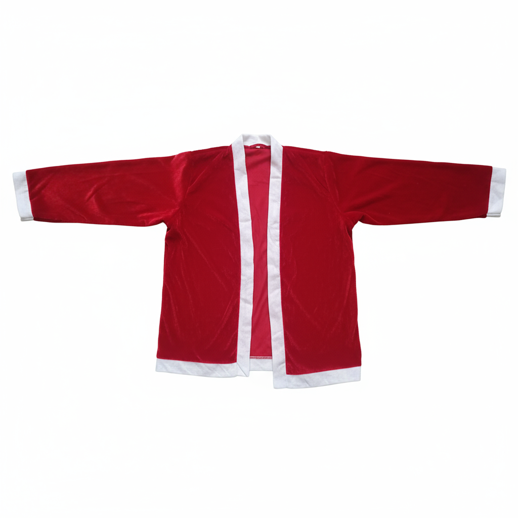Christmas Dress -Up Velvet Suit Unisex Adult Red (5 Pieces - Coat, pant, hat, beard, belt) 1 Set