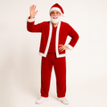 Christmas Dress-Up Cotton Suit Unisex Adult Red (5 Pieces - Coat, pant, hat, beard, belt) 1 Set