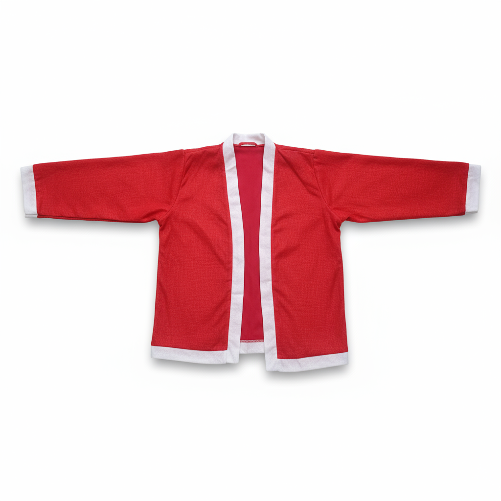Christmas Dress-Up Cotton Suit Unisex Age 6 to 8 Red (4 pieces -Coat, pant, hat, belt) 1 Set