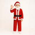 Christmas Dress-Up Cotton Suit Unisex Age 6 to 8 Red (4 pieces -Coat, pant, hat, belt) 1 Set