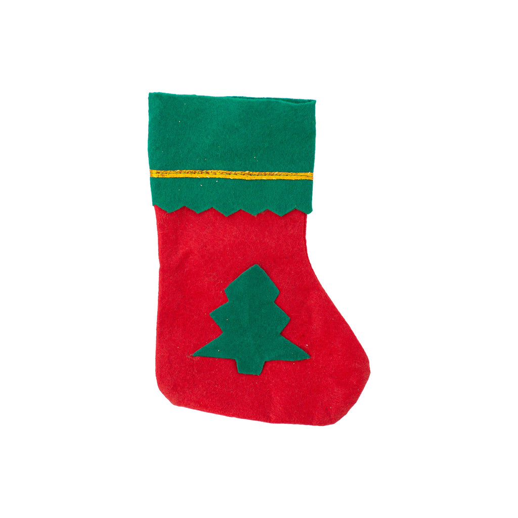Christmas Non-woven Decorative Stocking with Loop for Hanging - Tree H20 X W15cm 1pc
