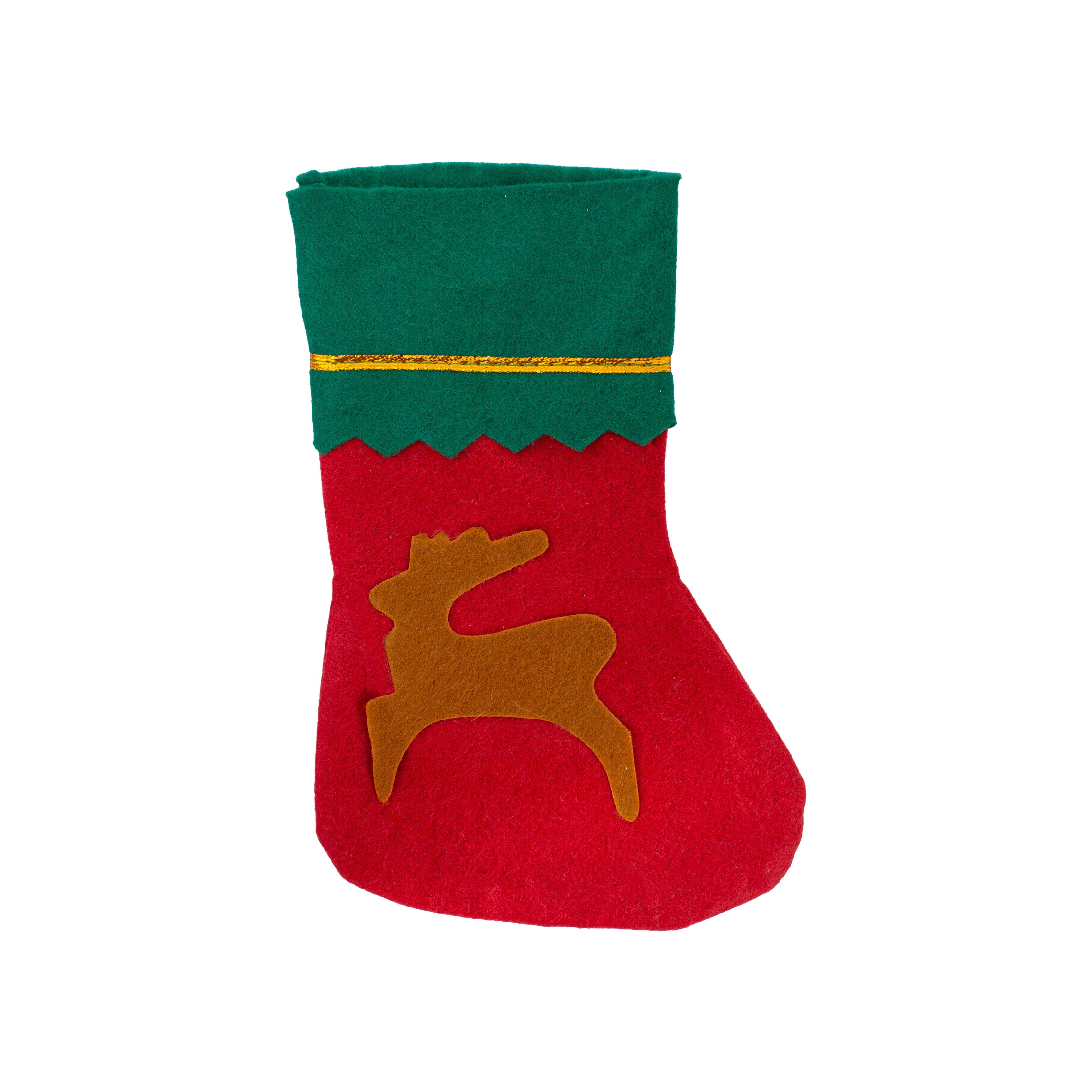 Christmas Non-woven Stocking with Hanging - Reindeer H20 X W15cm 1pc