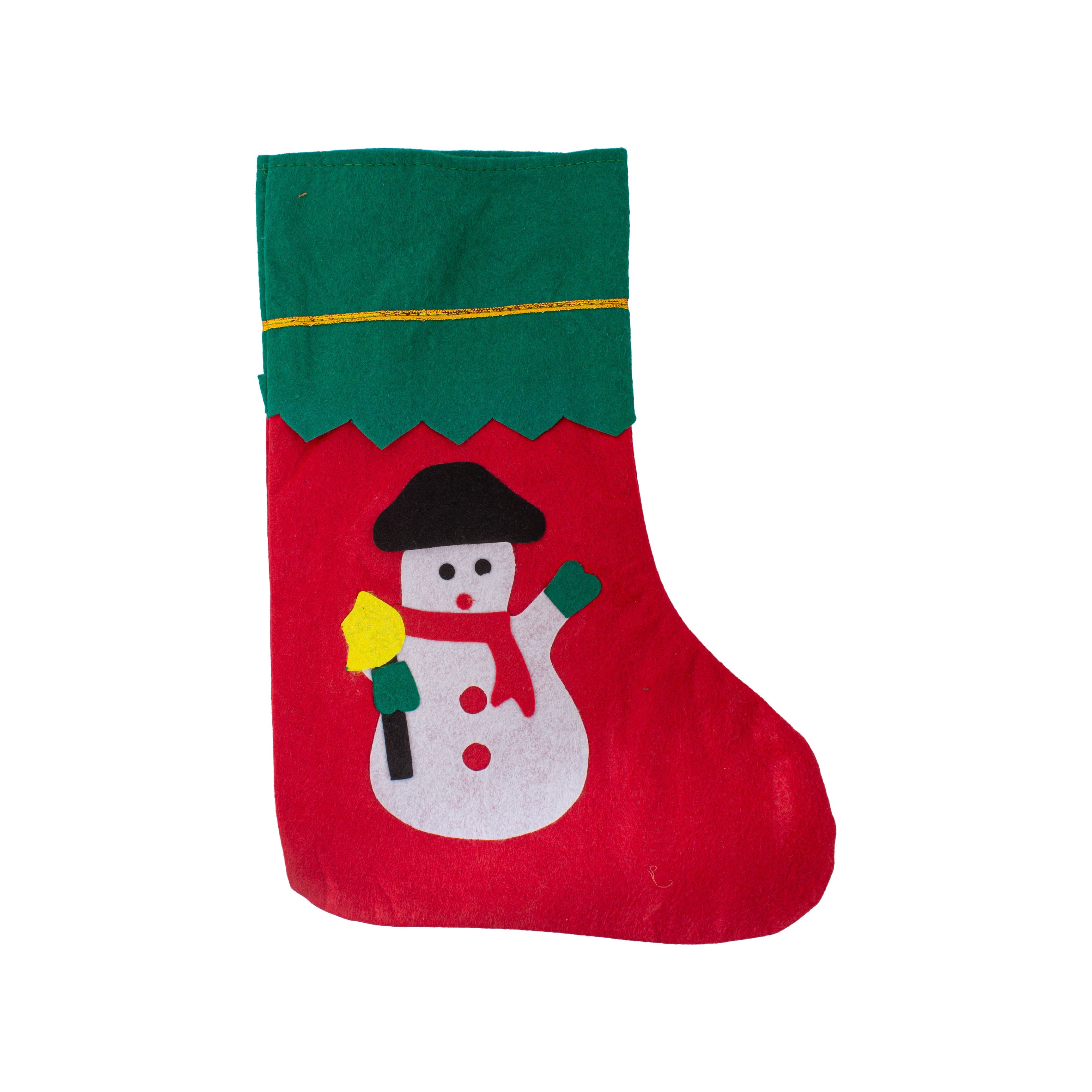 Christmas Non-woven Stocking with Hanging - Snowman H14inch X W9.5inch 1pc