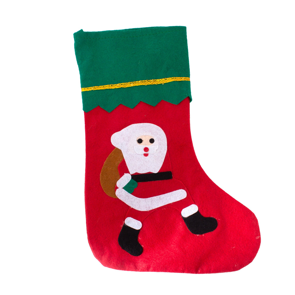 Christmas Non-woven Stocking with Hanging - Runing Santa H14inch X W9.5inch 1pc