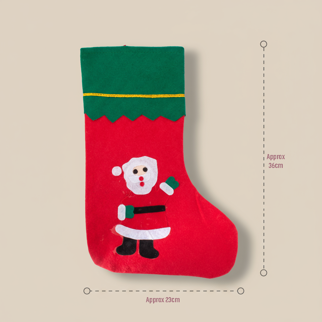 Christmas Non-woven Stocking with Hanging - Santa H14inch X W9.5inch 1pc