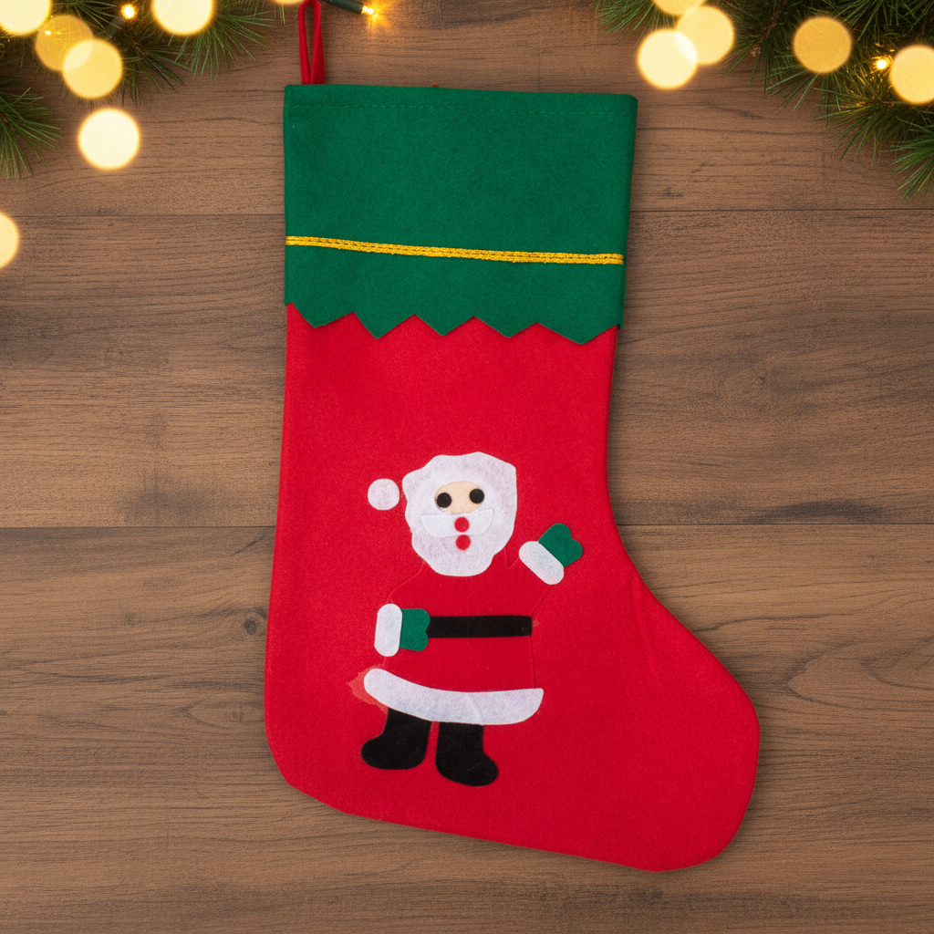 Christmas Non-woven Stocking with Hanging - Santa H14inch X W9.5inch 1pc