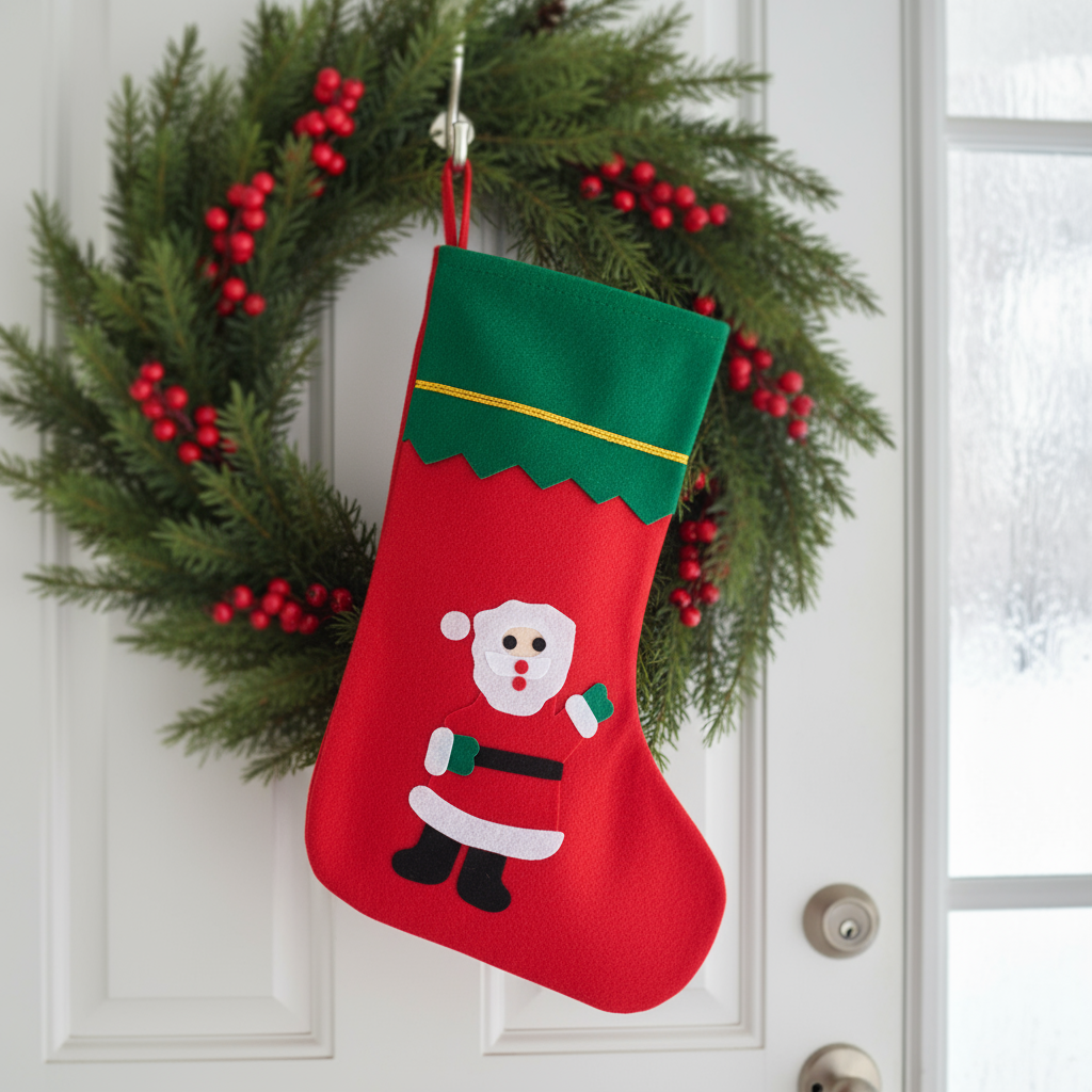 Christmas Non-woven Stocking with Hanging - Santa H14inch X W9.5inch 1pc