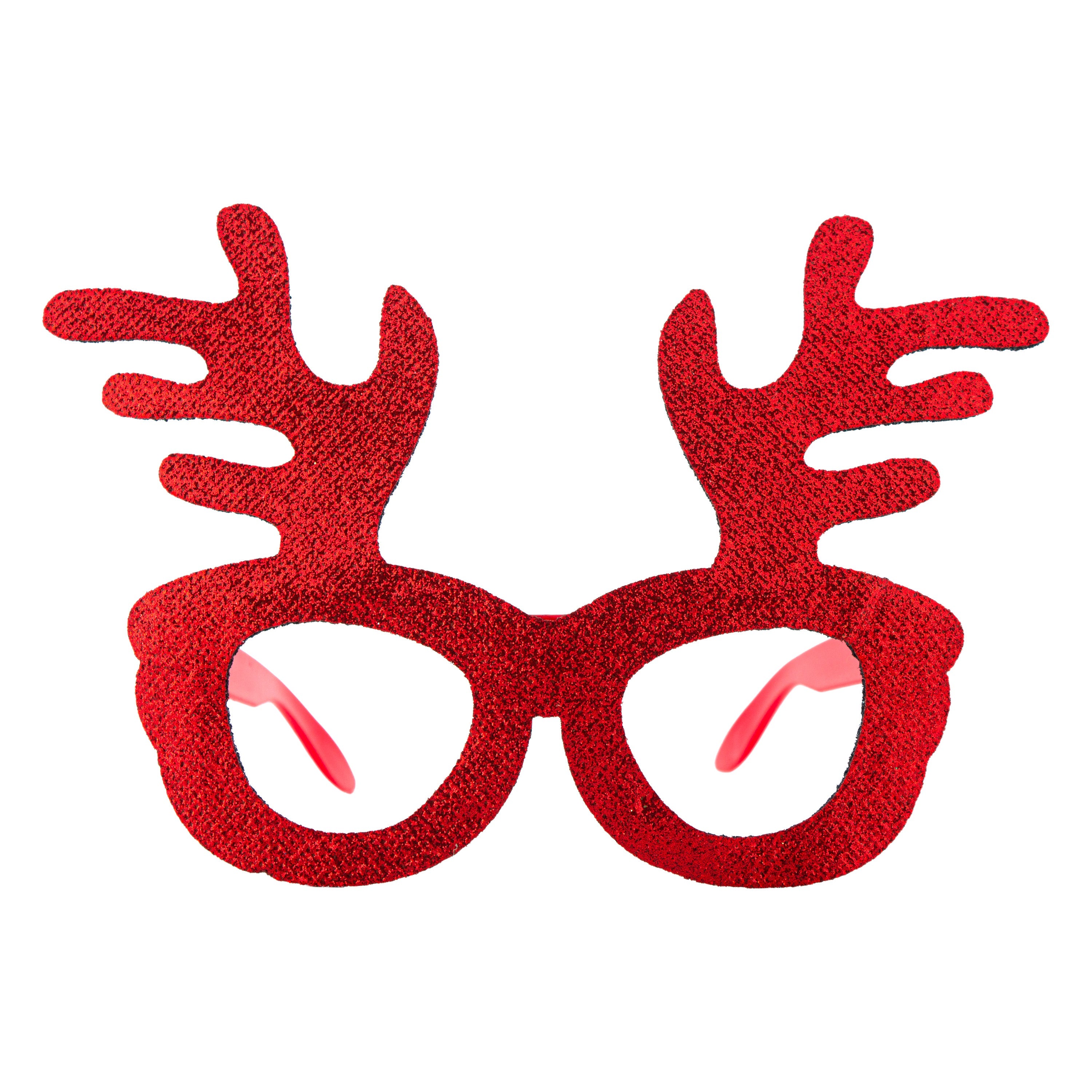 Christmas Glitter Reindeer Eye Glass Frame for Kids and Adults Red 1pc
